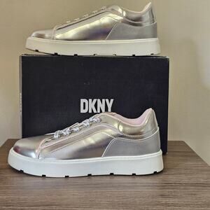 DKNY Women's Brooke Lace Up Sneaker Size 5 Silver NWT